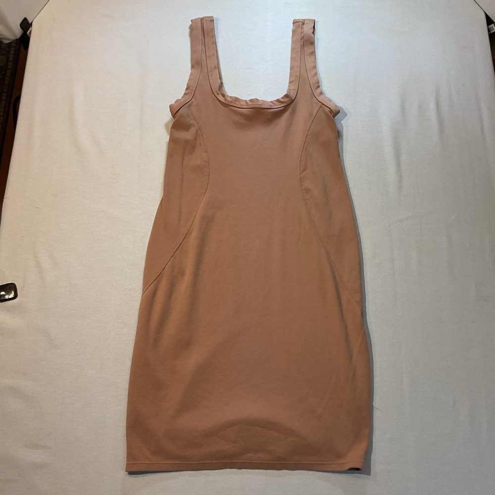 Yitty by Fabletics Tan Womens Fitted Dress, Size M Tank Top Straps Thick Straps